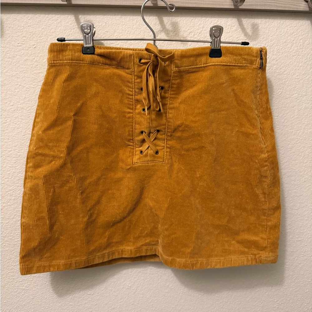 SO Mustard Corduroy Mini Skirt